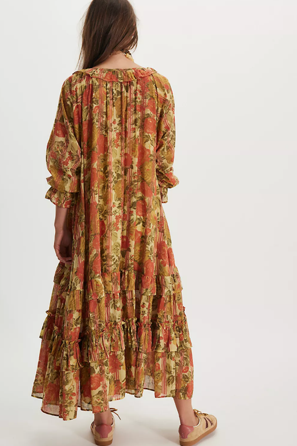 fp maxi dress Free People FP One Ciella Printed Maxi Dress in Vanilla Custard