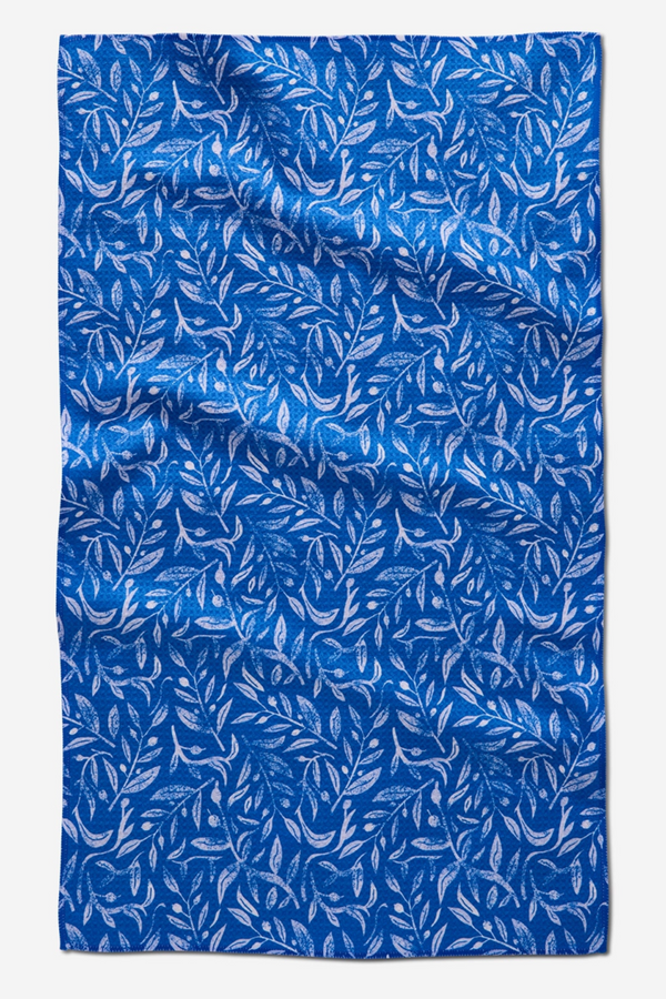 Geometry Kitchen Tea Towel - Hanukkah Leaves White