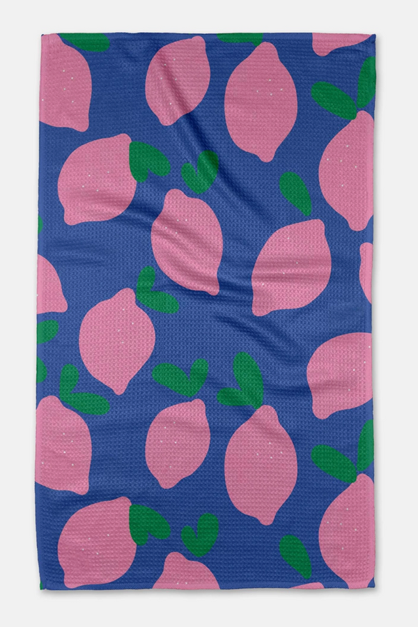 Geometry Kitchen Tea Towel - Pink Lemons