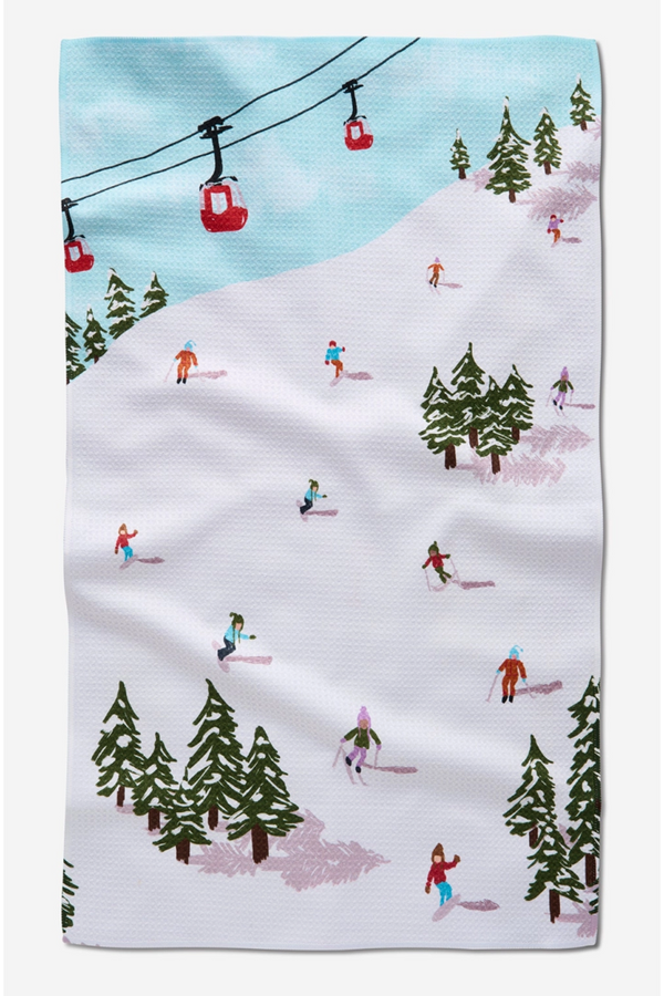Geometry Kitchen Tea Towel - Winter Skiing Trip