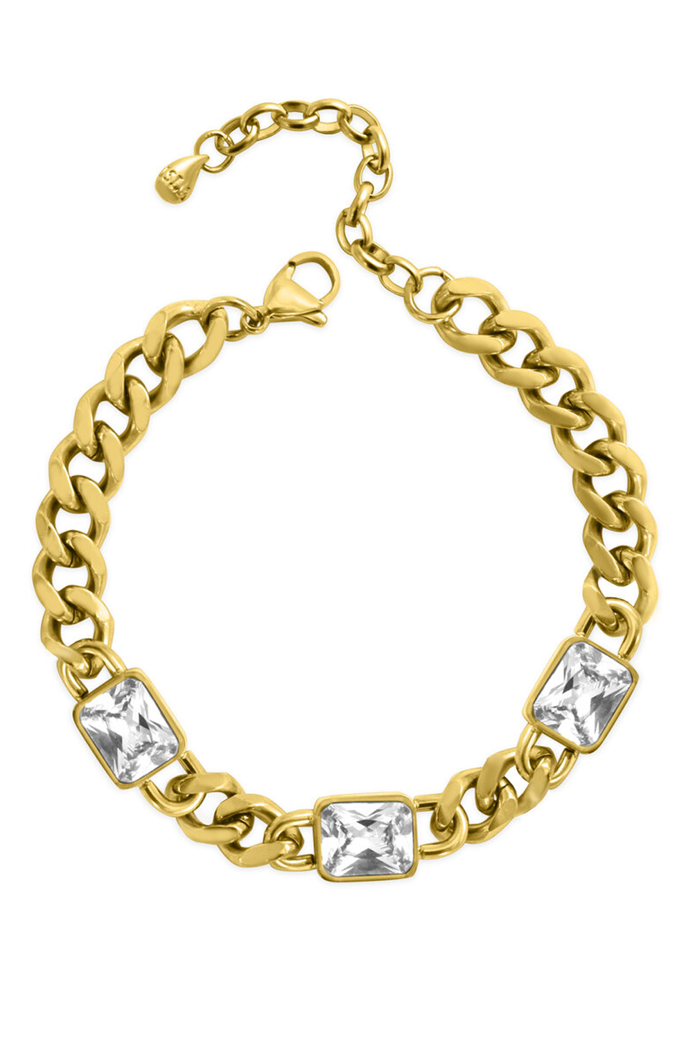 ISLA Everyday Cuban Link Bezel Bagette Bracelet - Gold