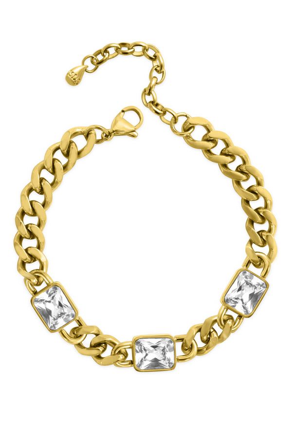 ISLA Everyday Cuban Link Bezel Bagette Bracelet - Gold