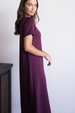 Butter Modal Long Dress with Rib Neckband - Port