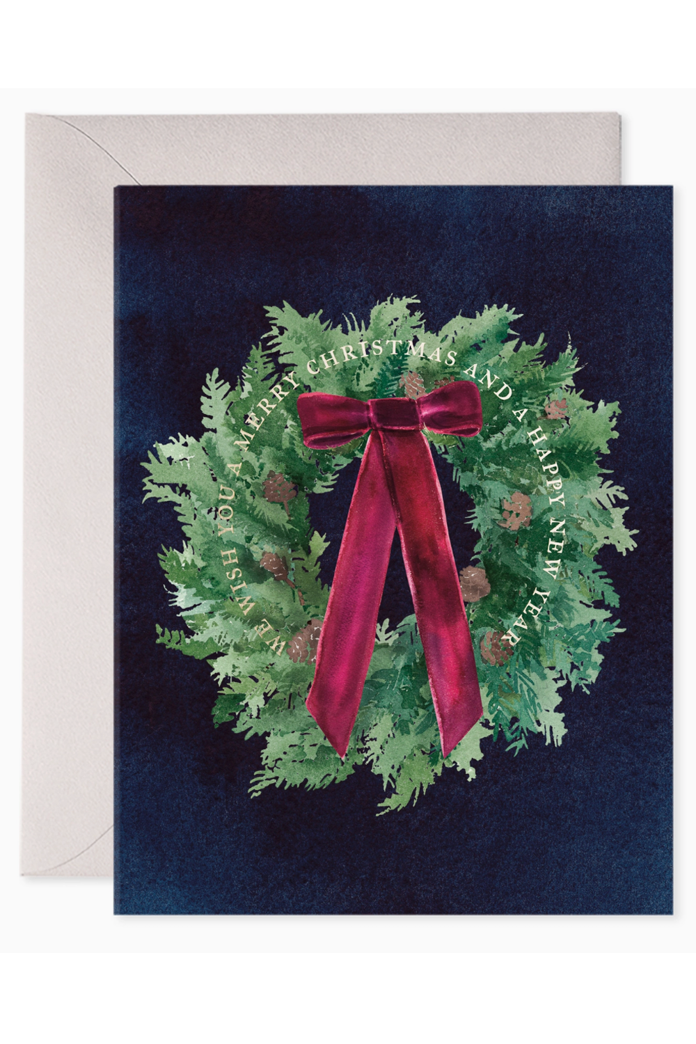 EFRAN Holiday Greeting Card - Velvet Bow Wreath