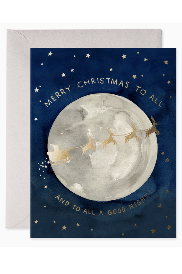 EFRAN Holiday Greeting Card - Santa Moon