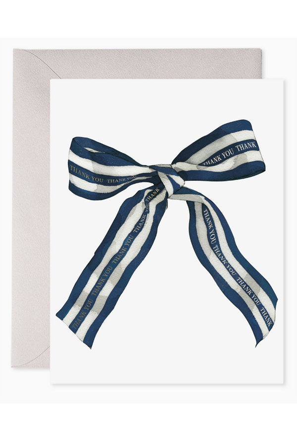 EFRAN Thank You Greeting Card - Big Navy Striped Bow