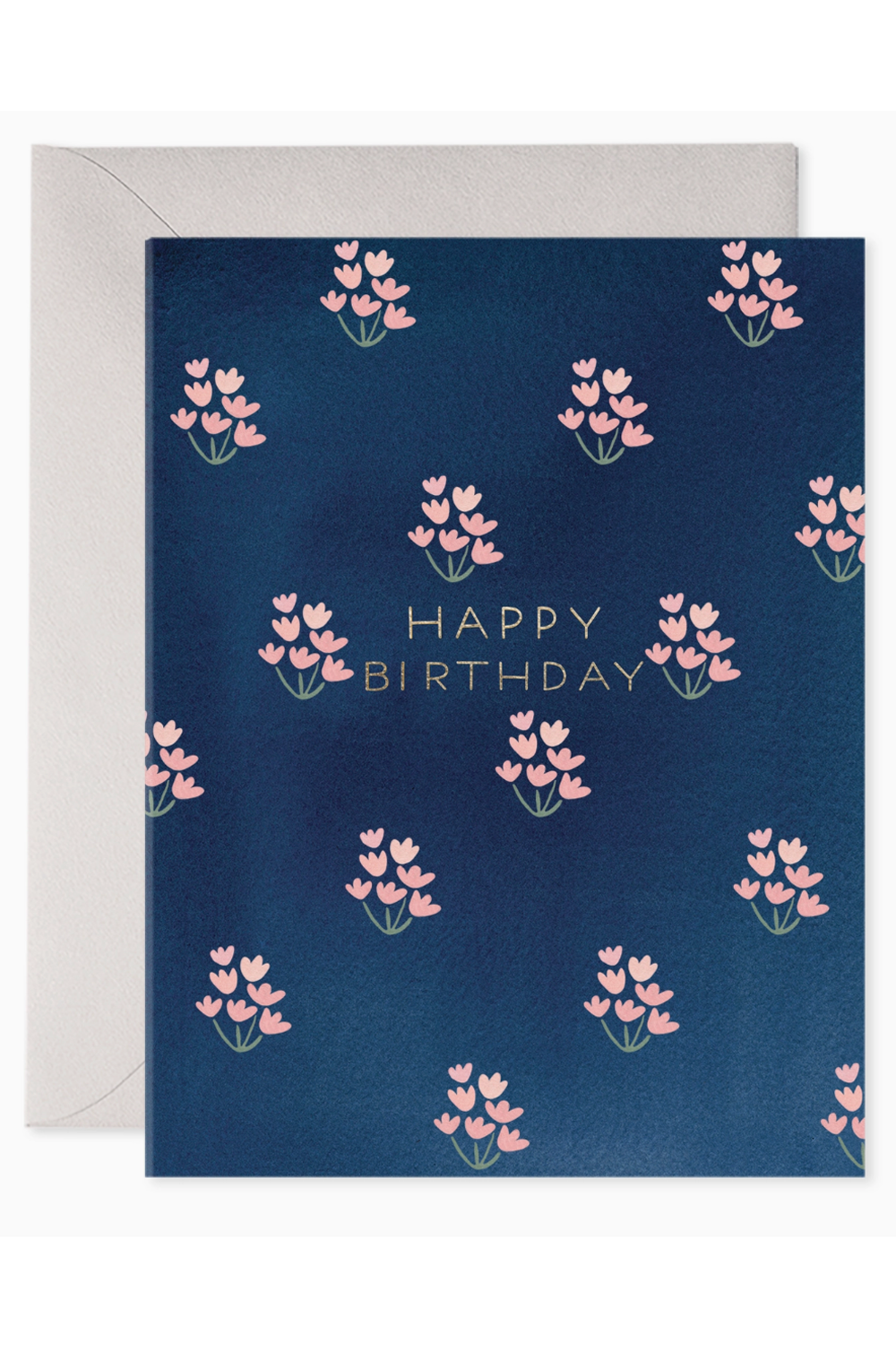 EFRAN Birthday Greeting Card - Dainty Block Print Navy