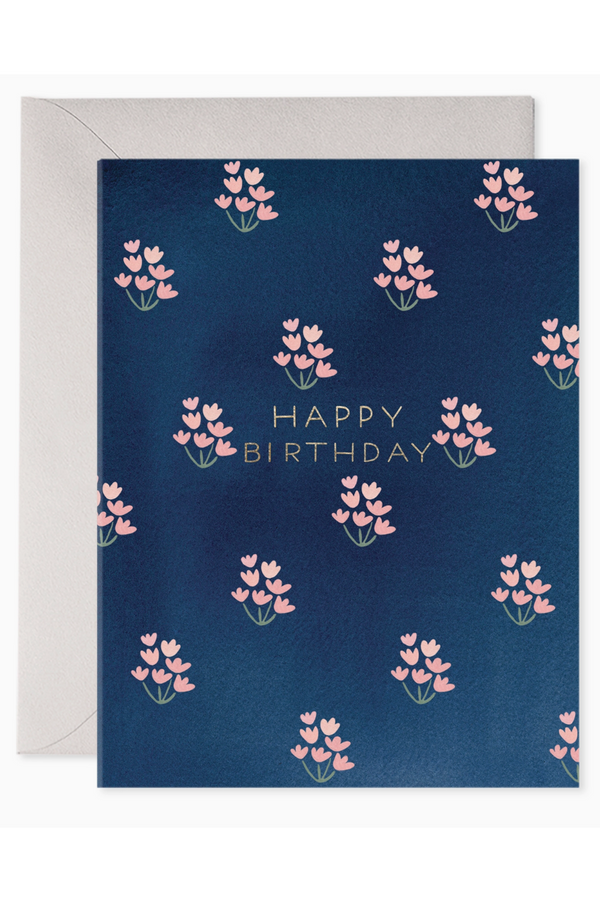 EFRAN Birthday Greeting Card - Dainty Block Print Navy