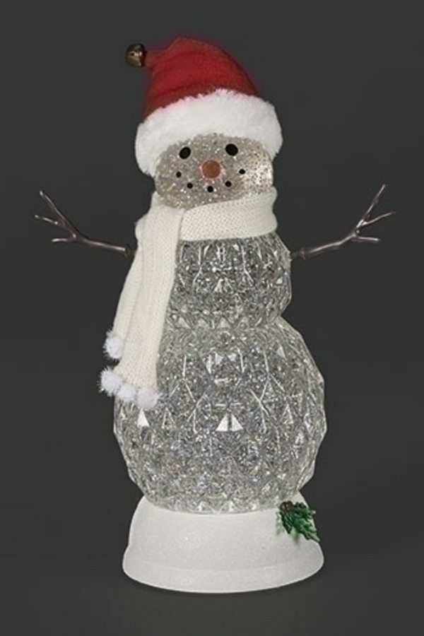 Lighted Swirl Snowman Santa Hat and Scarf