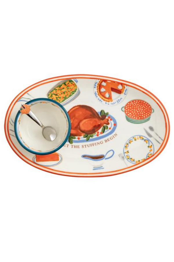 Turkey Dinner Tray and Dip Set