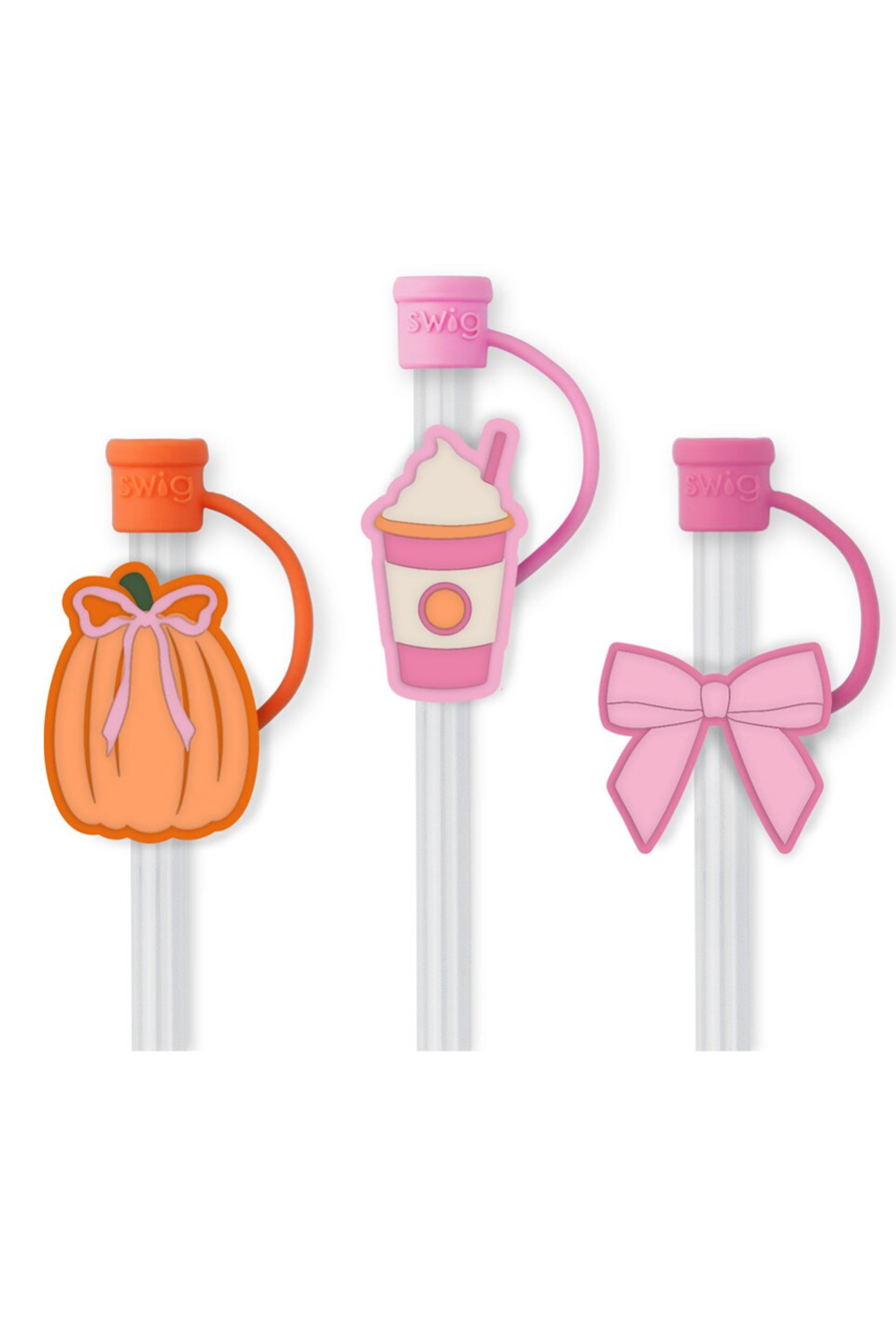 Swig Straw Topper Set - Pumpkins and Bows