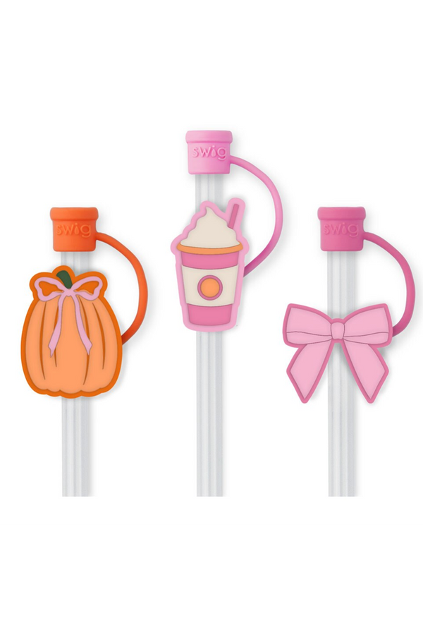 Swig Straw Topper Set - Pumpkins and Bows