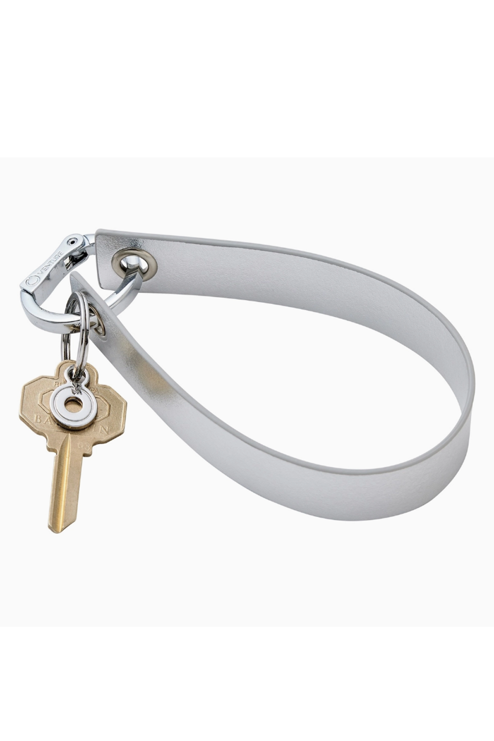 Leather Wristlet Keychain  - Silver