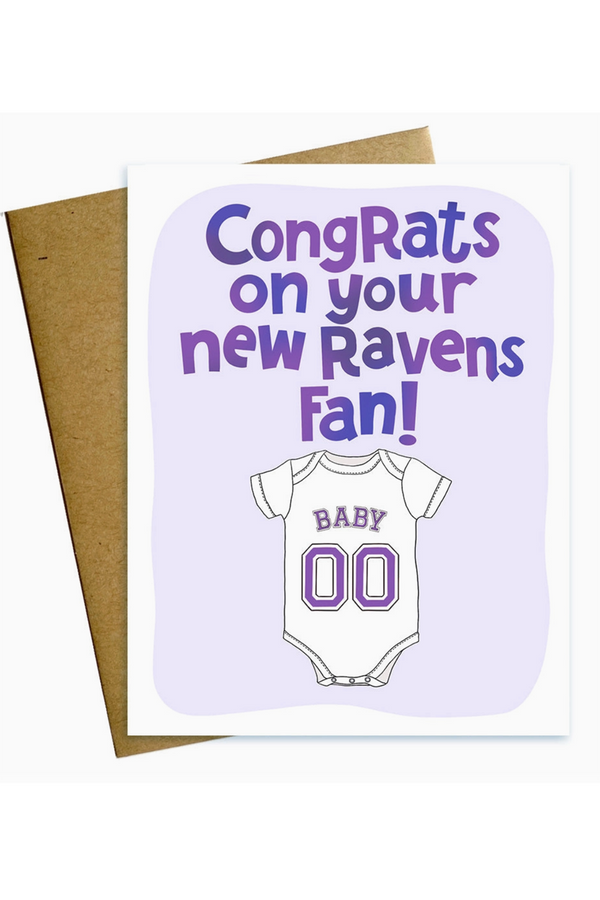 MM Single Baby Card - New Ravens Fan