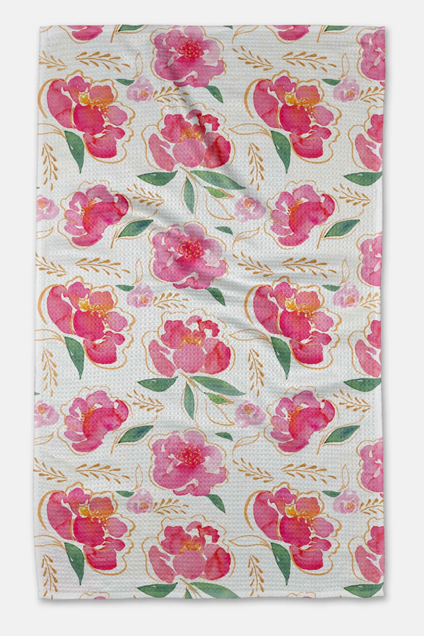 Geometry Kitchen Tea Towel - Pink Peony
