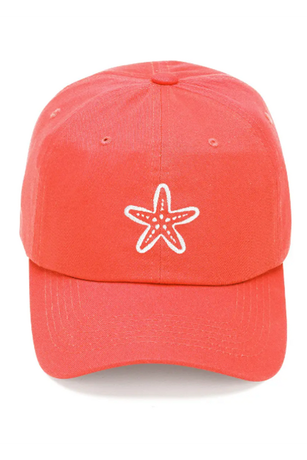 Baseball Cap - Embroidered Starfish Coral