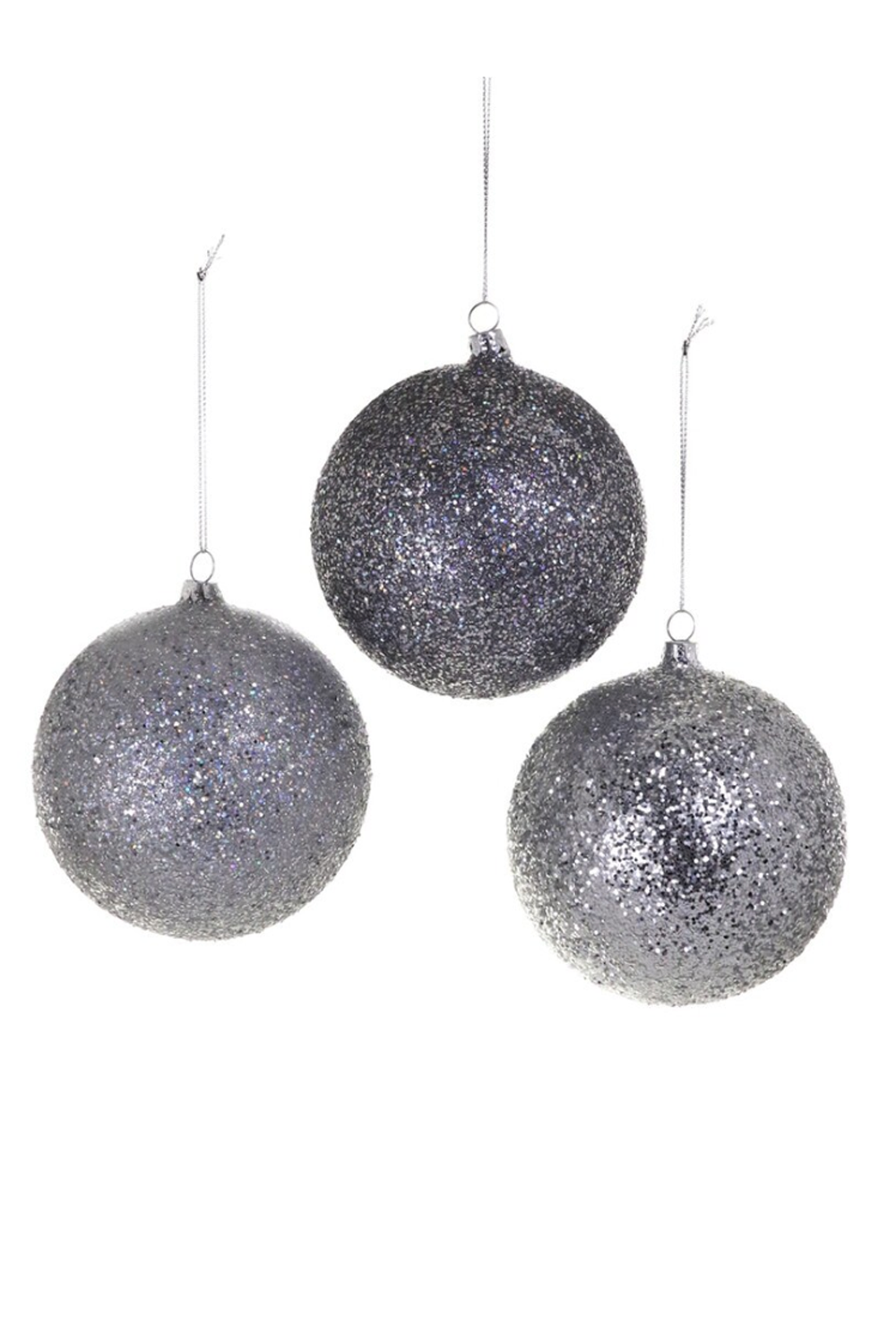 Glass Ornament - Silver Glitter Bauble Ball