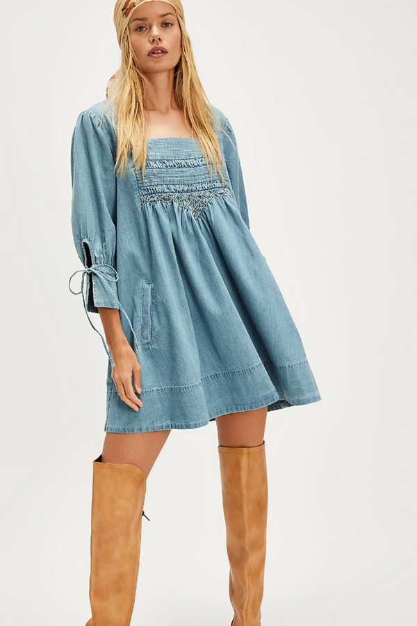 FP Sonora Denim Mini Dress - Cornflower
