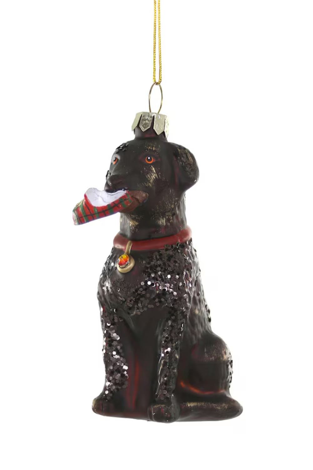 Glass Ornament - Labrador with Shoe
