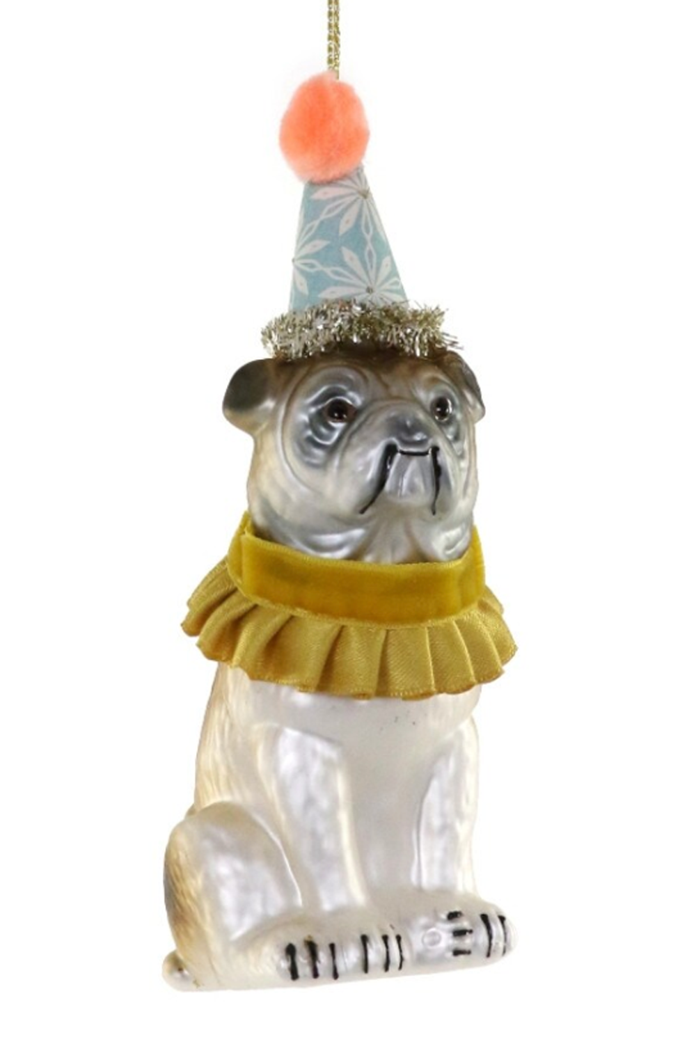 Glass Ornament - Party Bulldog