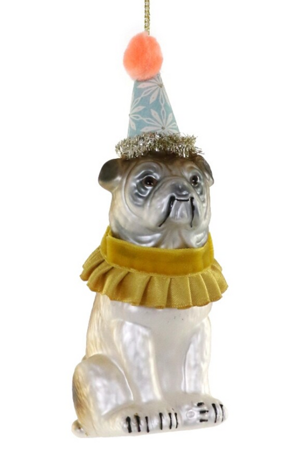 Glass Ornament - Party Bulldog
