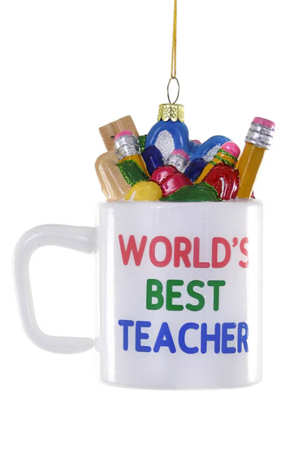 Glass Ornament - World's Best Teacher Mug