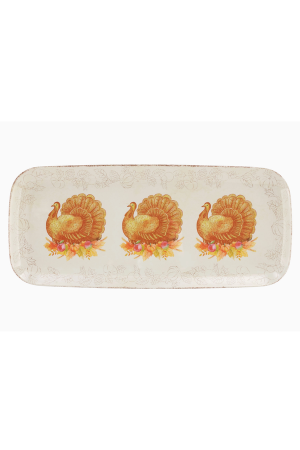 Glitter Turkey Melamine Rectangle Tray