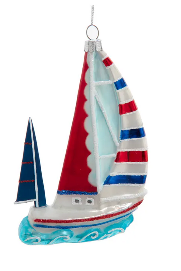 Glass Ornament - Noble Nautical Sailboat