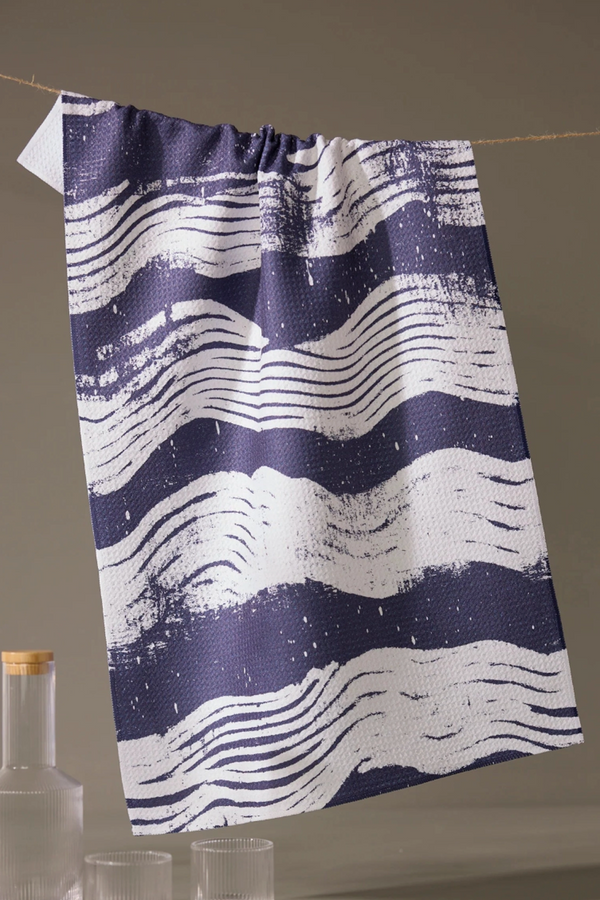 Geometry Kitchen Tea Towel - Brushline Navy