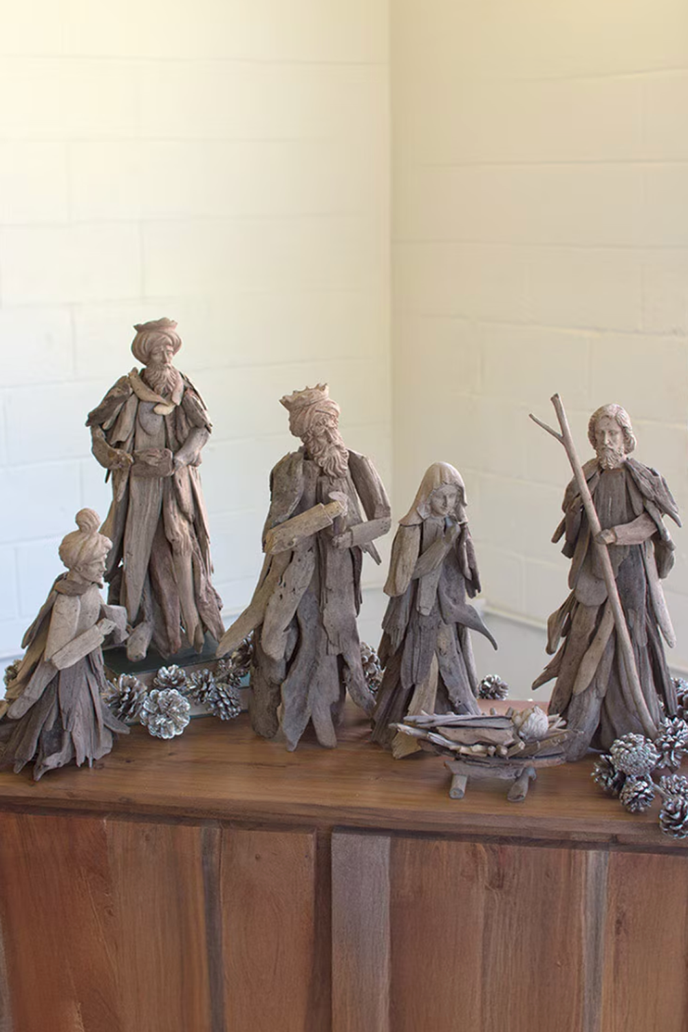 Large Set of 6 Driftwood Nativity