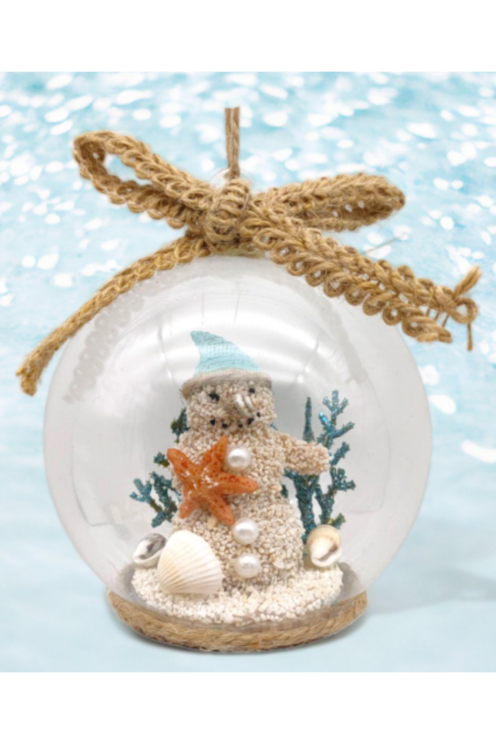 Glass Ornament - Sand Snowman in Globe