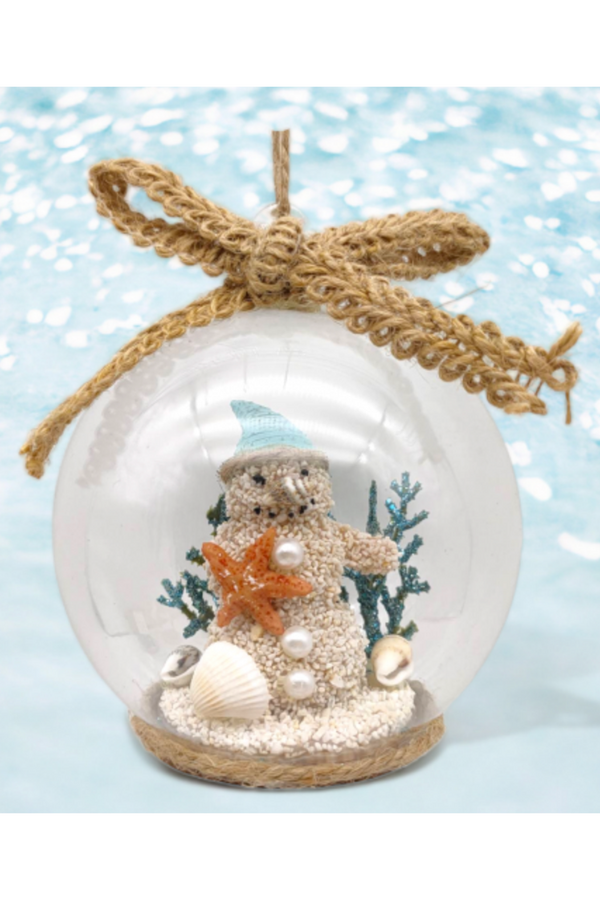 Glass Ornament - Sand Snowman in Globe