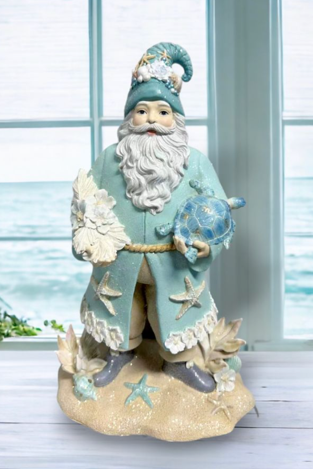 Coastal Santa with Turtle Figure