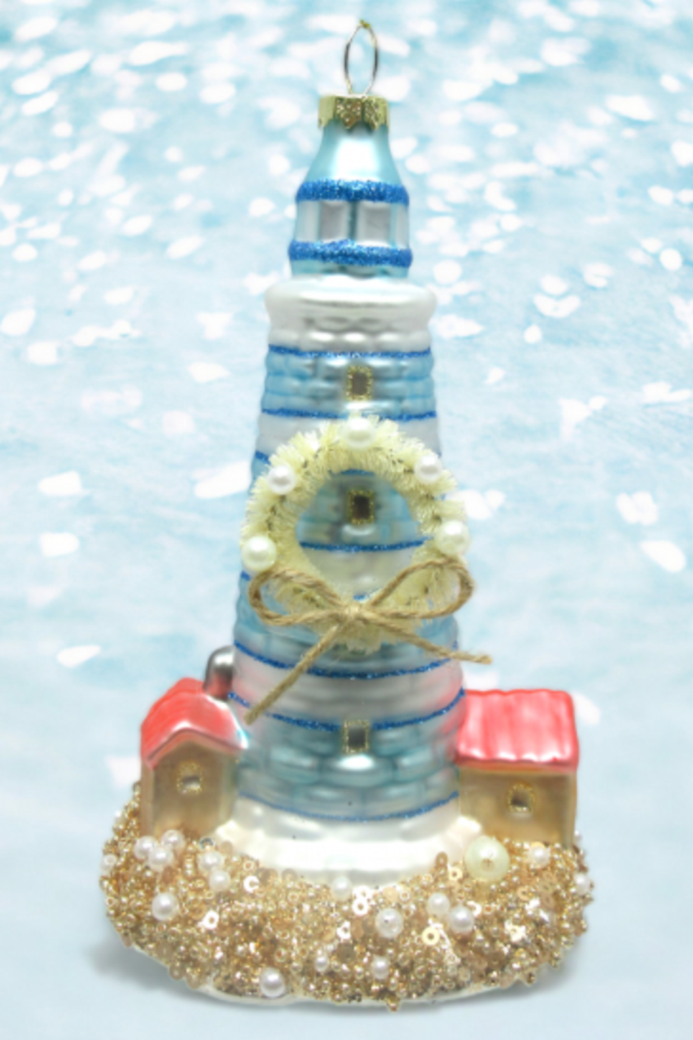 Glass Ornament - Coastal Blue Lighthouse