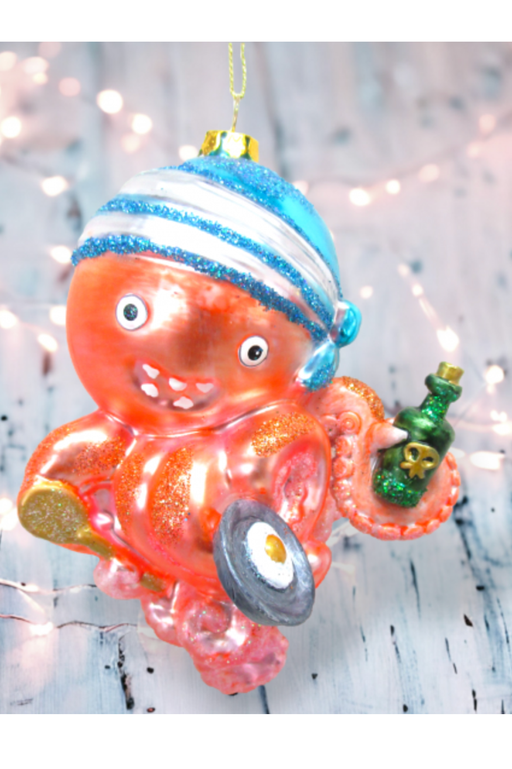 Glass Ornament - Pirate Octopus
