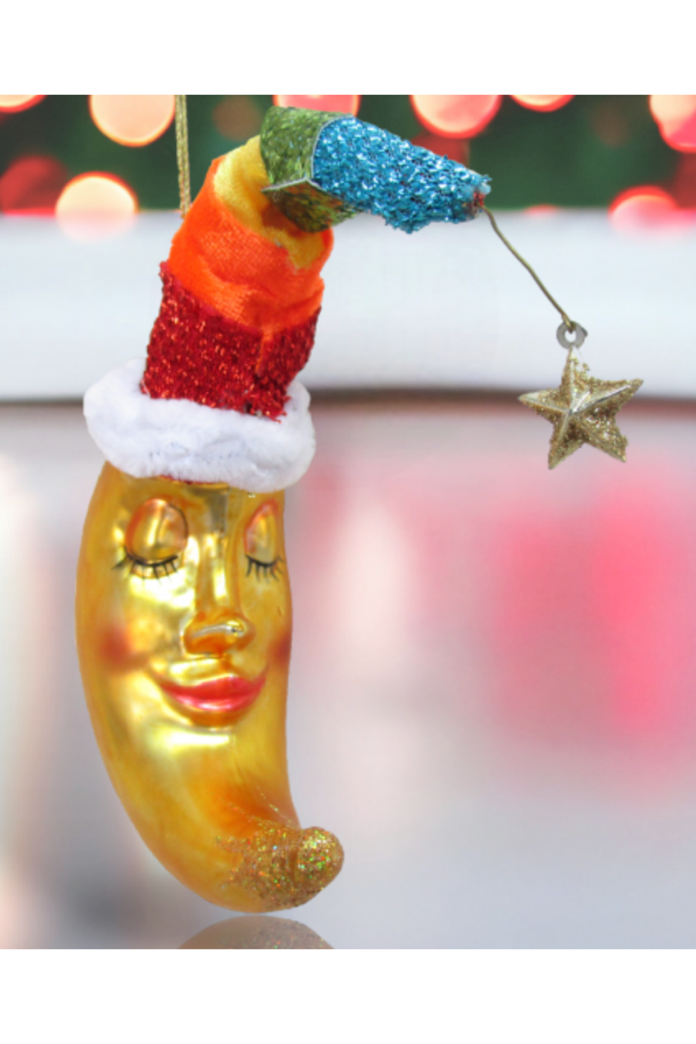 Glass Ornament - Rainbow Moon