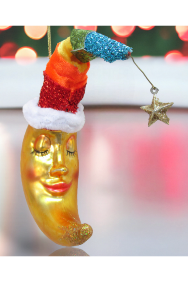 Glass Ornament - Rainbow Moon
