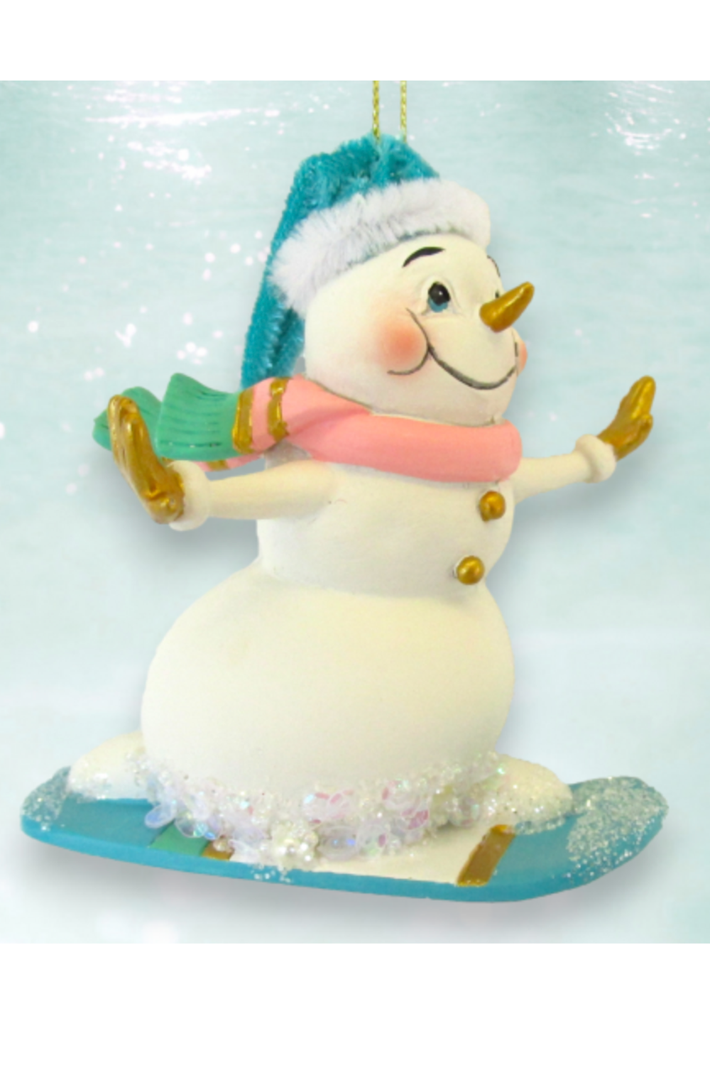 Funky Ornament - Snowman on Snowboard