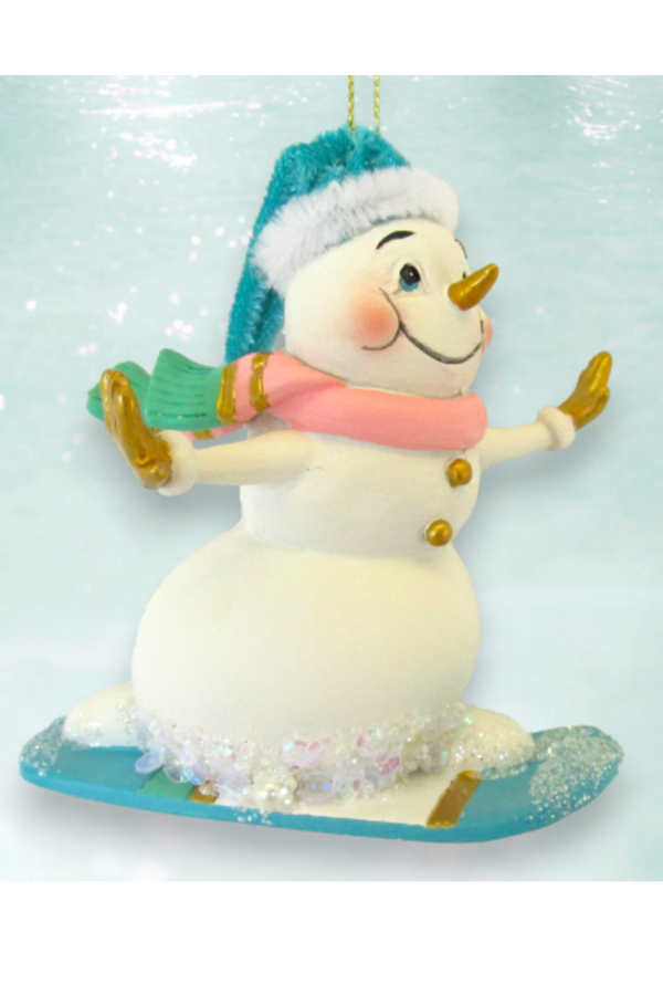 Funky Ornament - Snowman on Snowboard