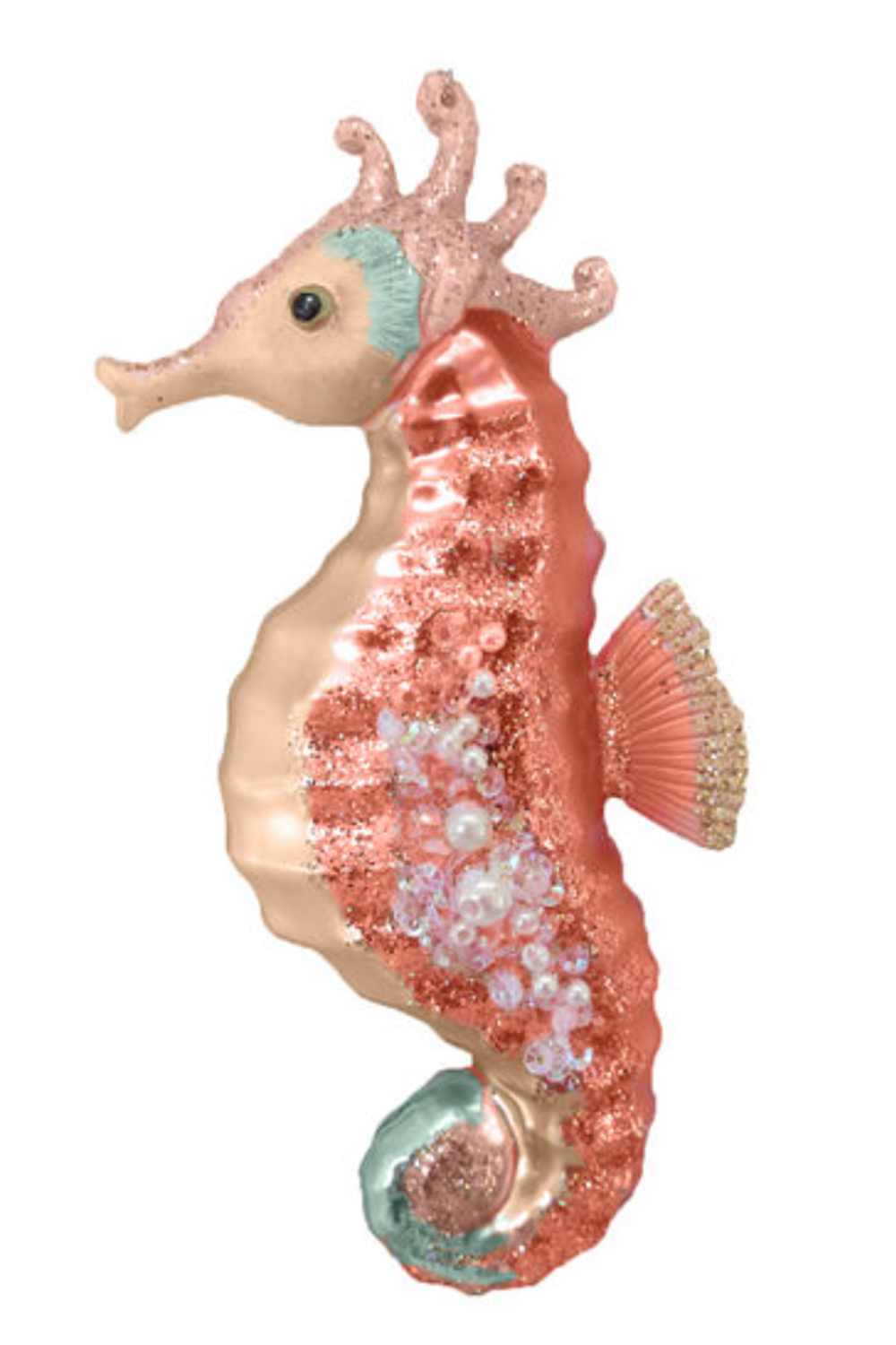 Glass Ornament - Coral Seahorse