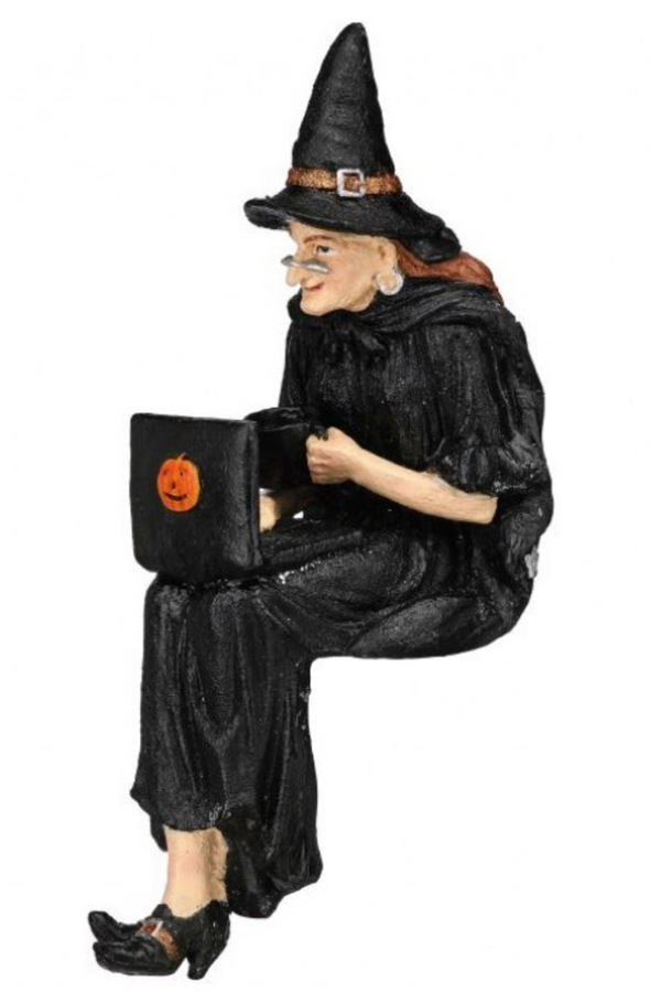 Resin Witch with Laptop Figure