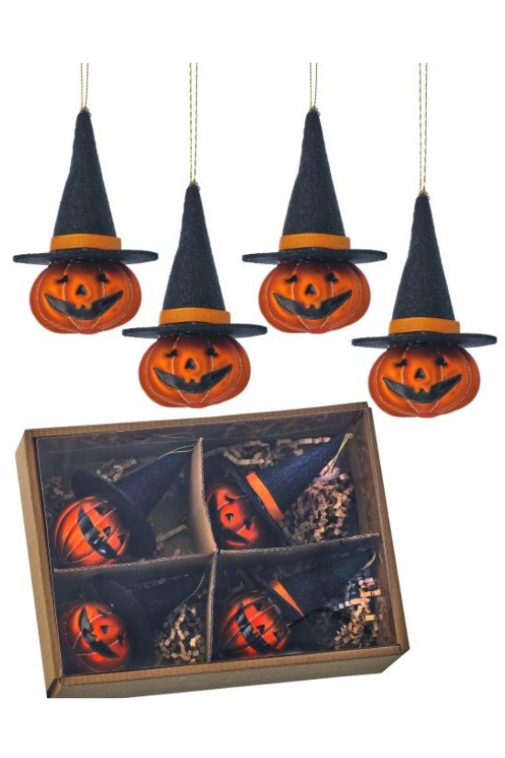 Glass Ornament - Jack o Lantern Box Set 4
