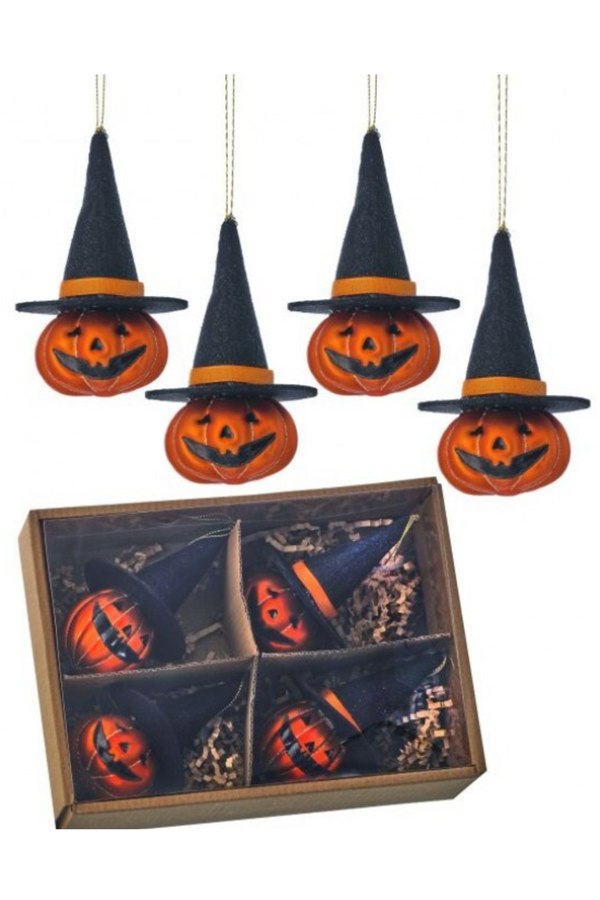 Glass Ornament - Jack o Lantern Box Set 4