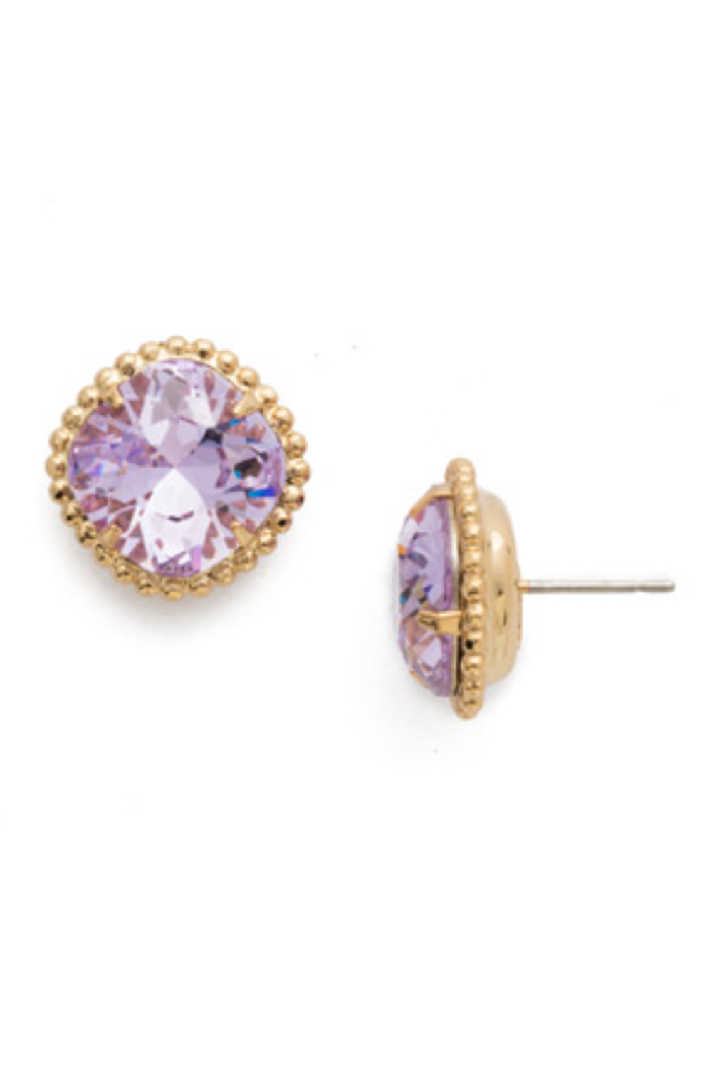 Cushion Cut Solitaire Earring - Violet
