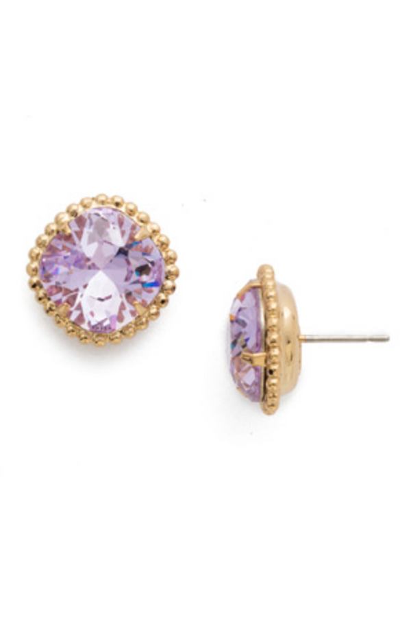 Cushion Cut Solitaire Earring - Violet