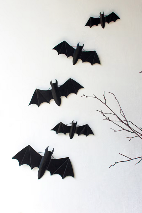 Set of 5 Hanging Black Bats