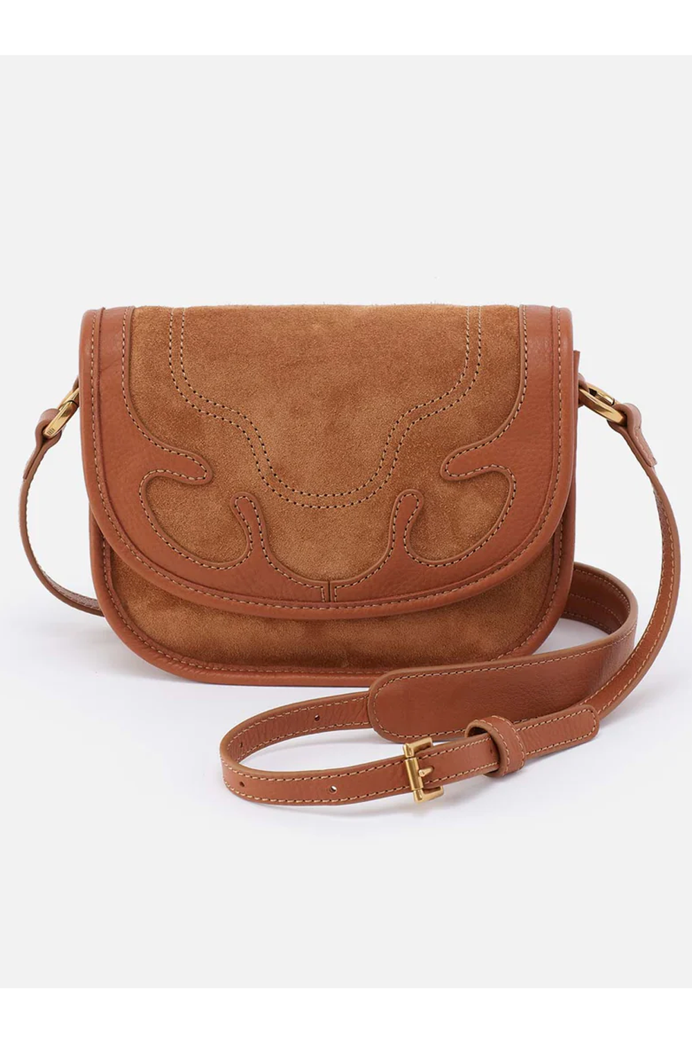 Kiva Small Crossbody Purse - Suede Hide Oak Barrel