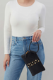 Sable Wristlet - Velvet Hide Black Center Studs