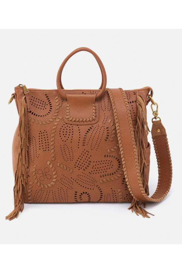 Sheila Tote Bag - Velvet Hide Embellished Warm Honey