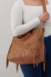 Sheila Tote Bag - Velvet Hide Embellished Warm Honey